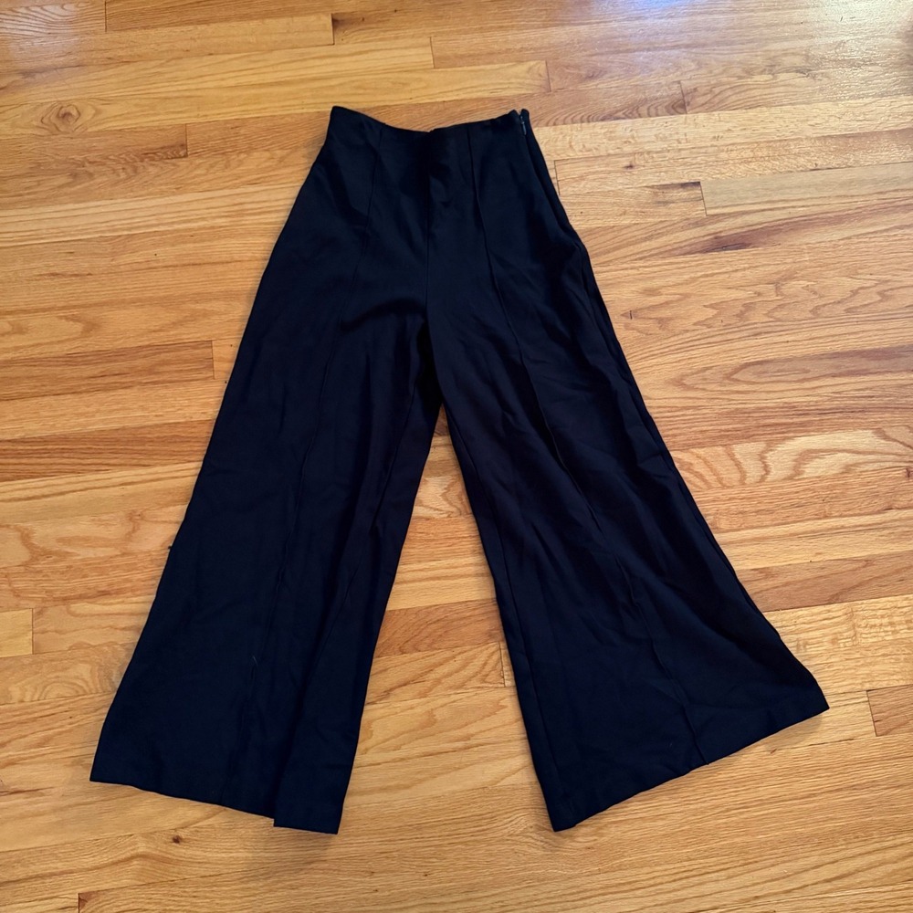 Quince Ultra-Stretch Ponte Wide Leg Pants Size M Black High Rise Trousers